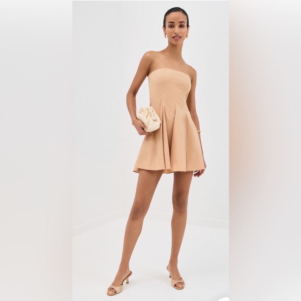 Azeeza Chic Strapless Tan Dress